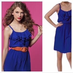 Amanda Uprichard Purple Silk Minidress with Ruffle Neckline size M